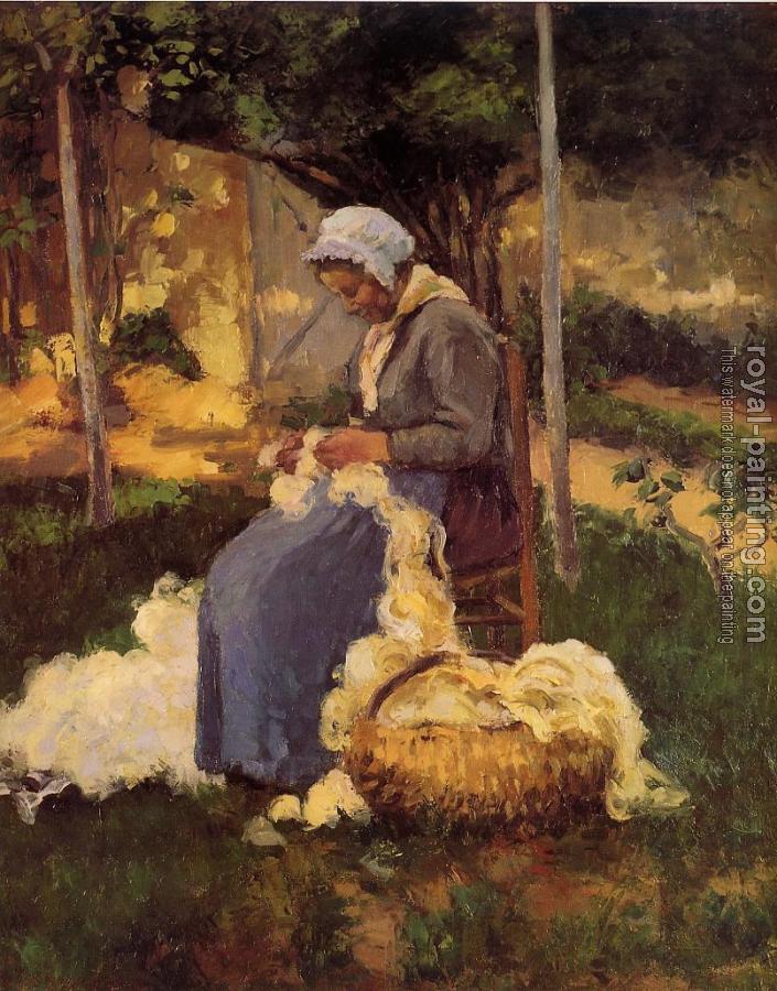 Camille Pissarro : Peasant Woman Carding Wool